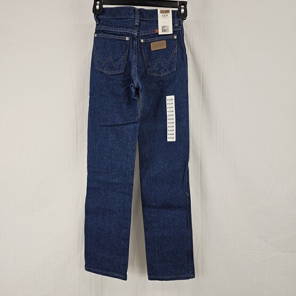 Vintage Wranglers Girls Cowboy Cut Size 8 Slim Western Rodeo Blue Jeans